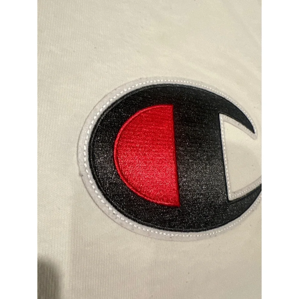 Champion Vintage T-Shirt Big Logo Graphic Tee Crew Neck Short Sleeve White Large - Picture 2 of 14